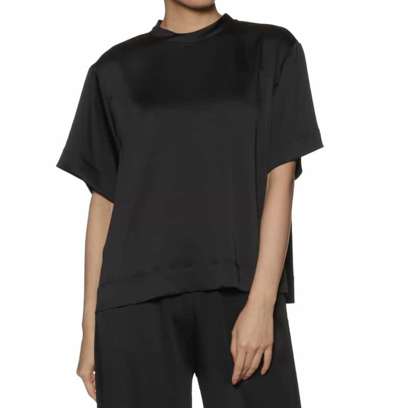 BARNEYS NEW YORK セットアップ ウォッシャブル ハイネックブラウス BLACK