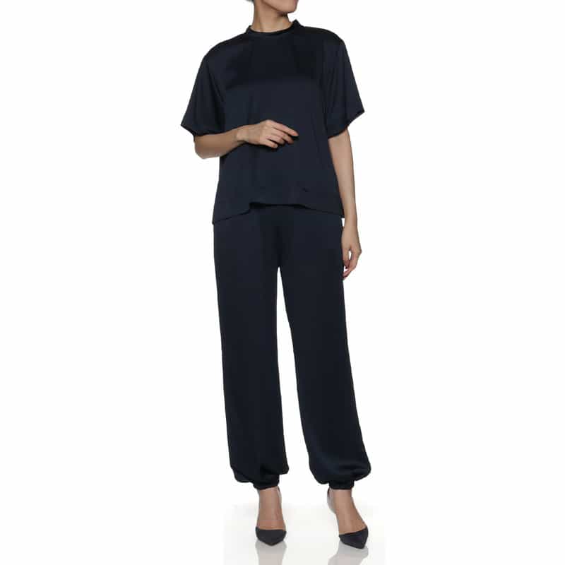 BARNEYS NEW YORK セットアップ ウォッシャブル イージーバルーンパンツ NAVY