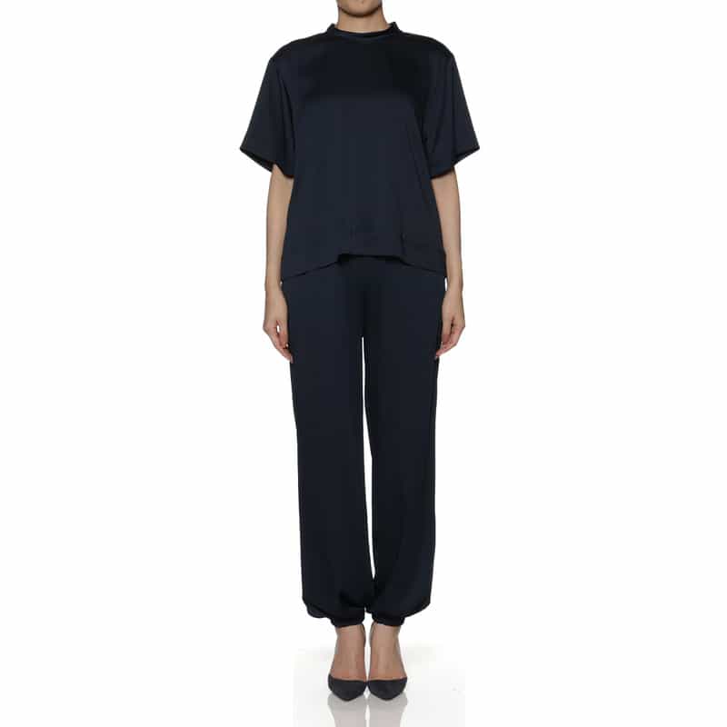 BARNEYS NEW YORK セットアップ ウォッシャブル イージーバルーンパンツ NAVY