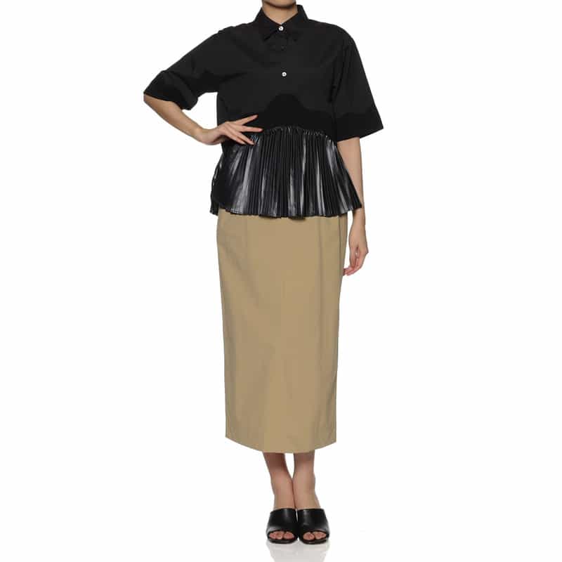 BARNEYS NEW YORK ウォッシャブル フロントタック タイトスカート BEIGE