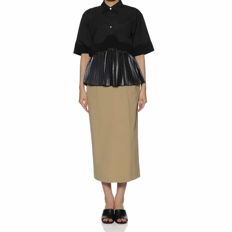 BARNEYS NEW YORK ウォッシャブル フロントタック タイトスカート BEIGE