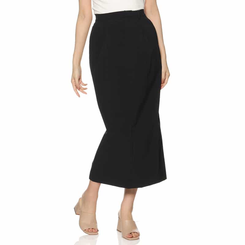 BARNEYS NEW YORK ウォッシャブル フロントタック タイトスカート BLACK