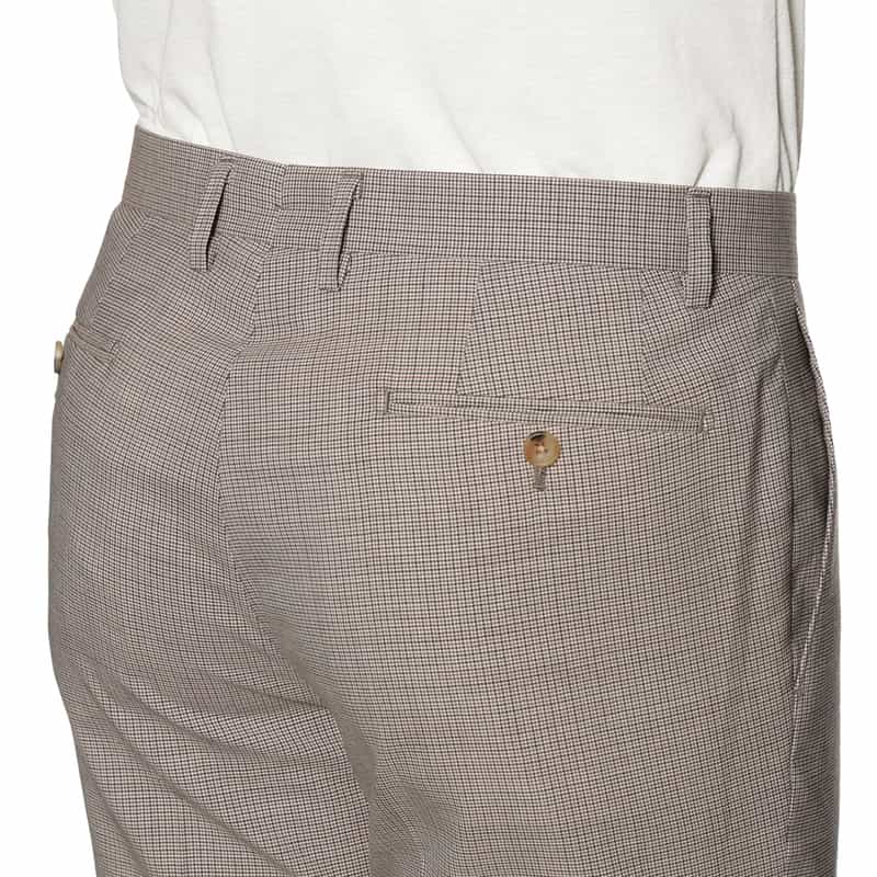 BARNEYS NEW YORK マイクロ千鳥柄スリムテーパードパンツ BEIGE