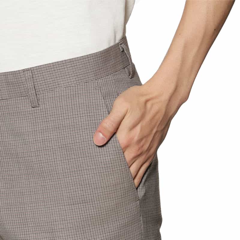 BARNEYS NEW YORK マイクロ千鳥柄スリムテーパードパンツ BEIGE