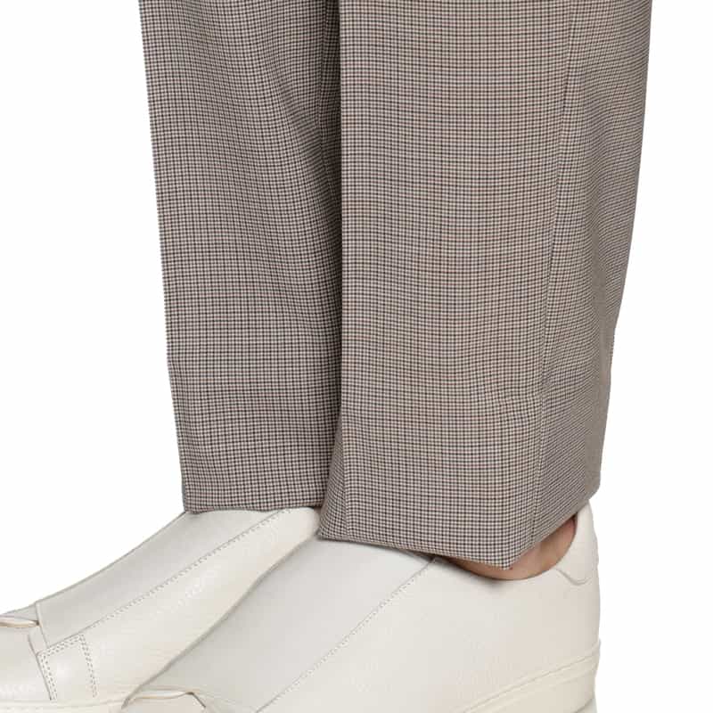 BARNEYS NEW YORK マイクロ千鳥柄スリムテーパードパンツ BEIGE