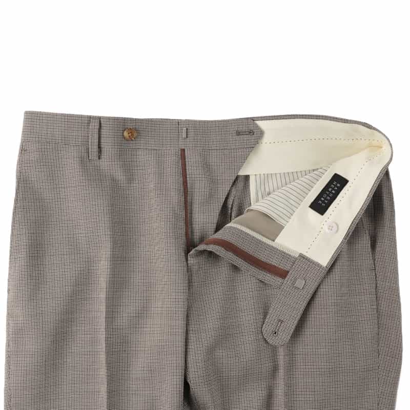 BARNEYS NEW YORK マイクロ千鳥柄スリムテーパードパンツ BEIGE