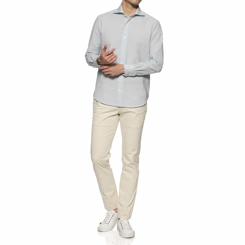 BARNEYS NEW YORK プリント ジャージーシャツ BLUE