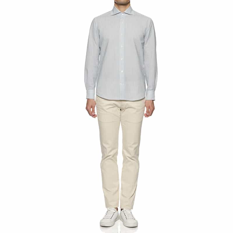 BARNEYS NEW YORK プリント ジャージーシャツ BLUE
