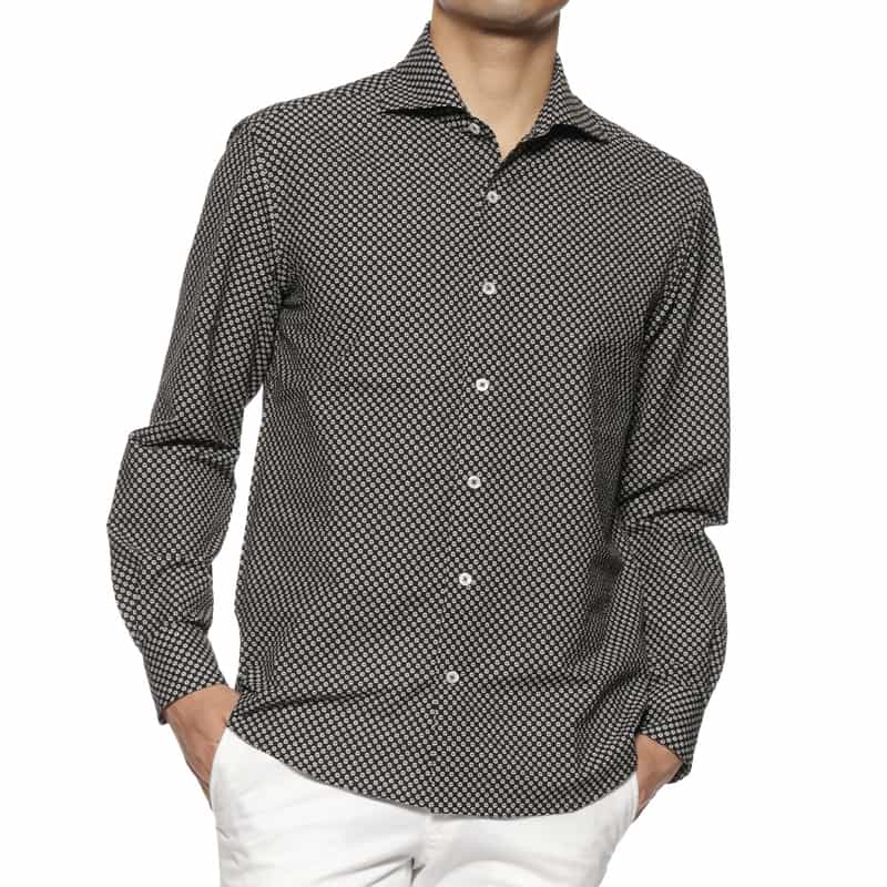 BARNEYS NEW YORK プリント ジャージーシャツ BLACK