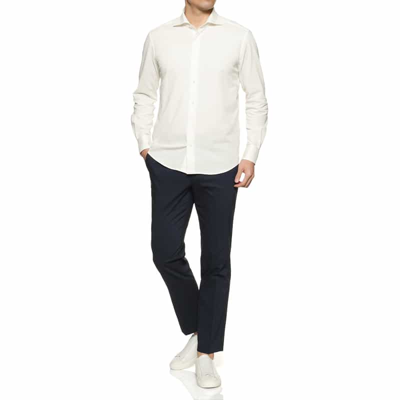 BARNEYS NEW YORK シアサッカー素材ストライプシャツ WHITE