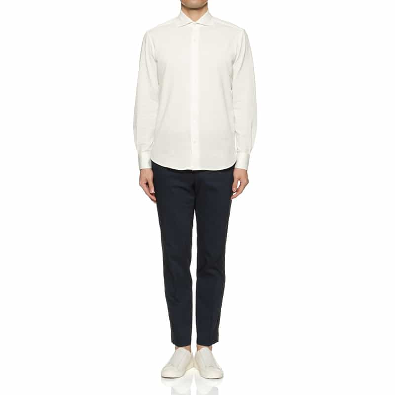 BARNEYS NEW YORK シアサッカー素材ストライプシャツ WHITE
