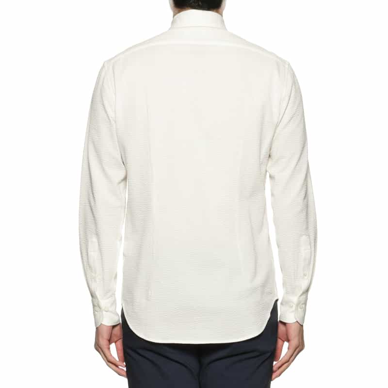 BARNEYS NEW YORK シアサッカー素材ストライプシャツ WHITE