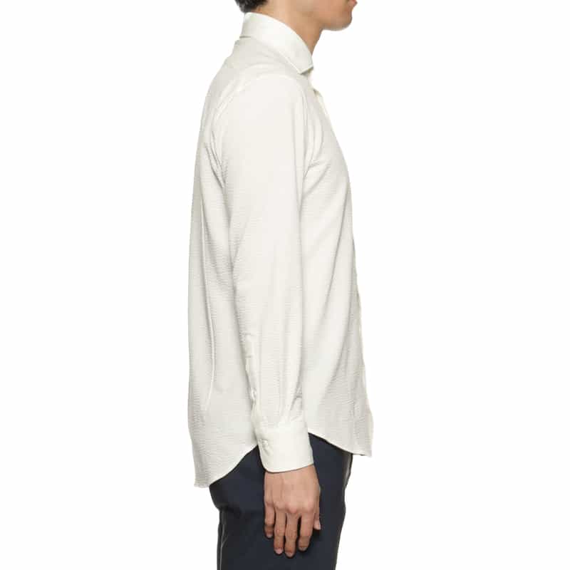 BARNEYS NEW YORK シアサッカー素材ストライプシャツ WHITE