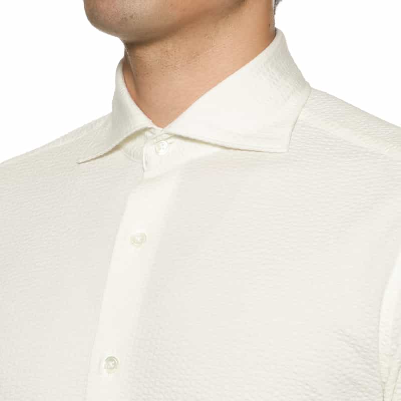 BARNEYS NEW YORK シアサッカー素材ストライプシャツ WHITE