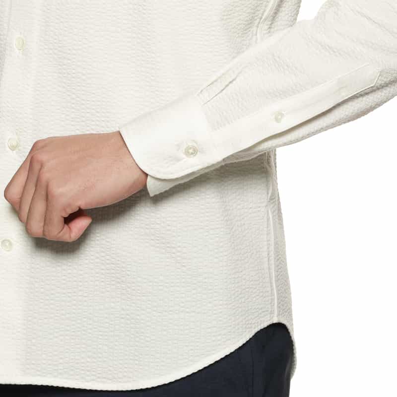 BARNEYS NEW YORK シアサッカー素材ストライプシャツ WHITE