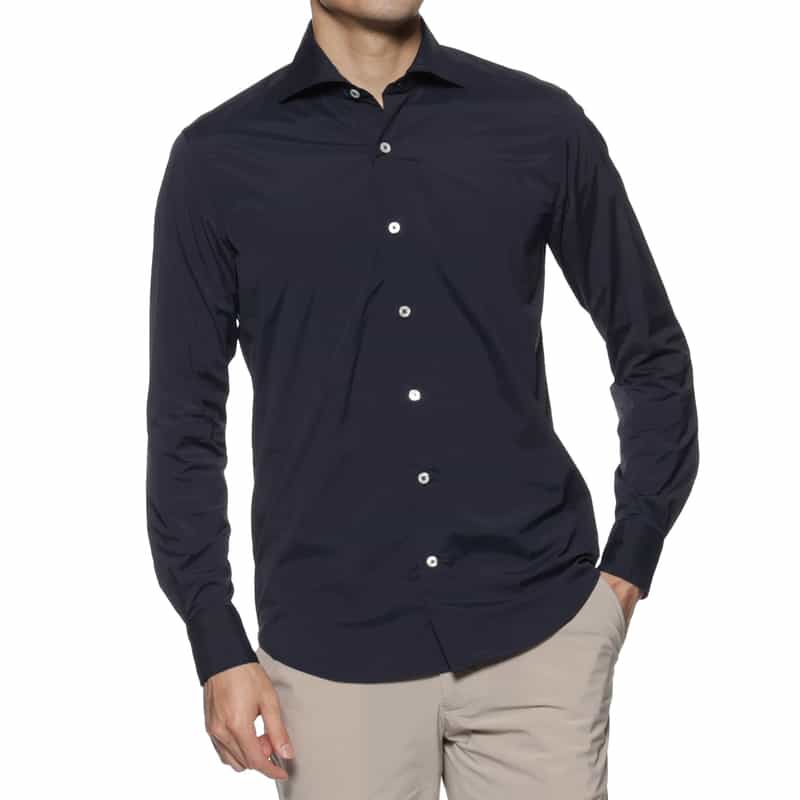 BARNEYS NEW YORK ストレッチシャツ NAVY