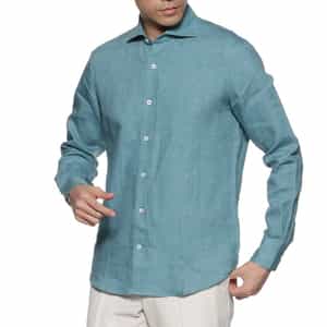 リネン素材レギュラーカラーシャツ