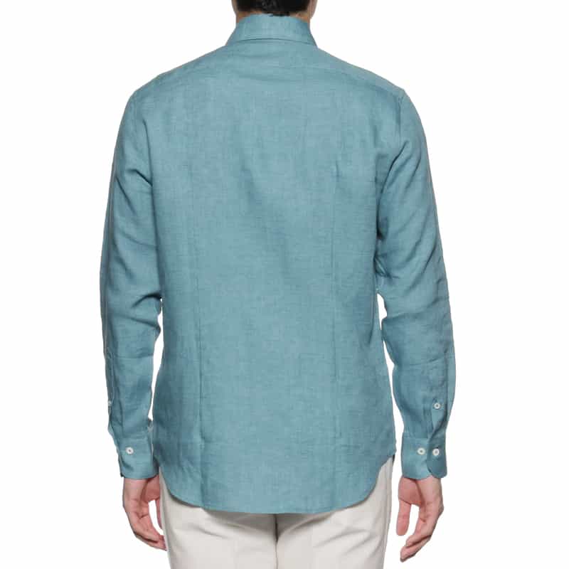 BARNEYS NEW YORK リネン素材レギュラーカラーシャツ LIGHT BLUE