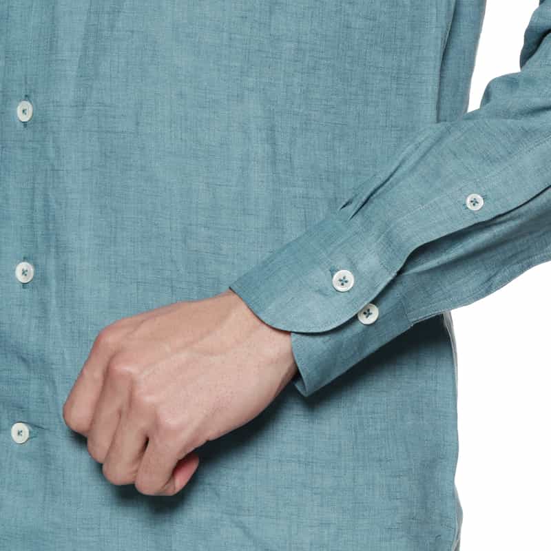 BARNEYS NEW YORK リネン素材レギュラーカラーシャツ LIGHT BLUE