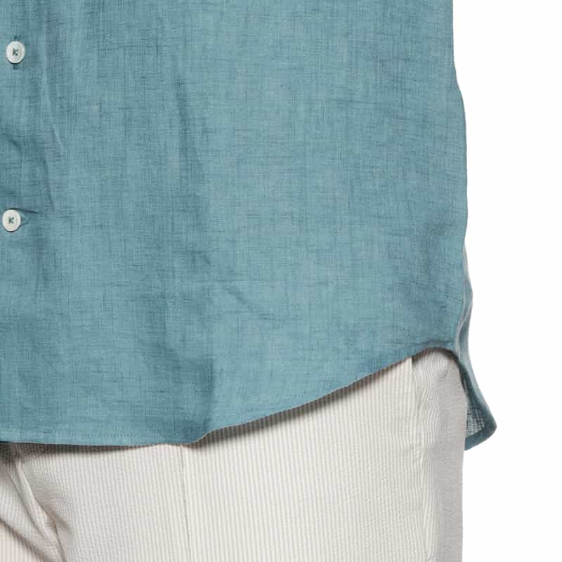 BARNEYS NEW YORK リネン素材レギュラーカラーシャツ LIGHT BLUE