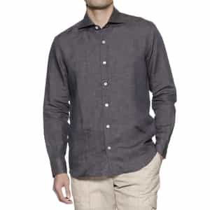 リネン素材レギュラーカラーシャツ