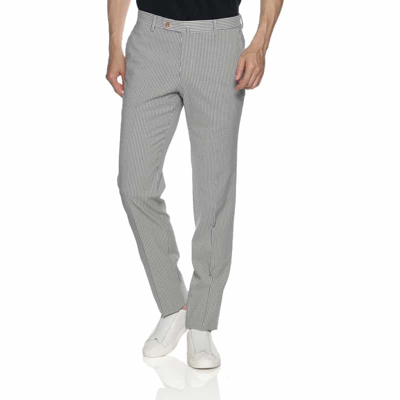 BARNEYS NEW YORK シアサッカー素材テーパードパンツ WHITE