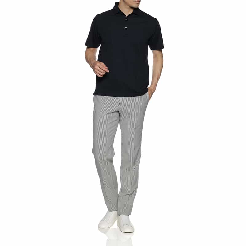 BARNEYS NEW YORK シアサッカー素材テーパードパンツ WHITE