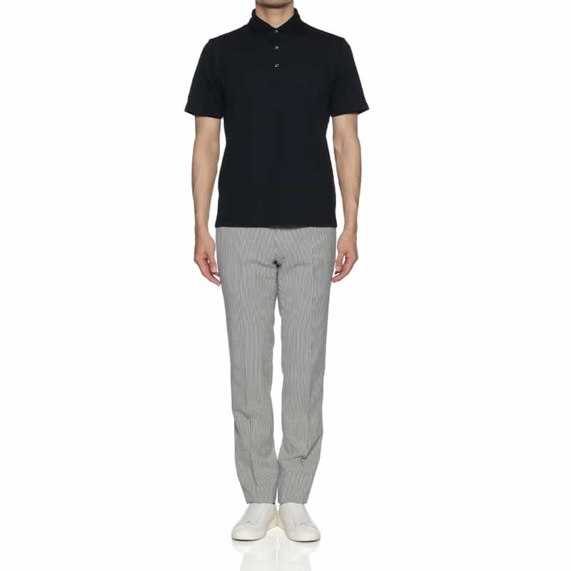 BARNEYS NEW YORK シアサッカー素材テーパードパンツ WHITE