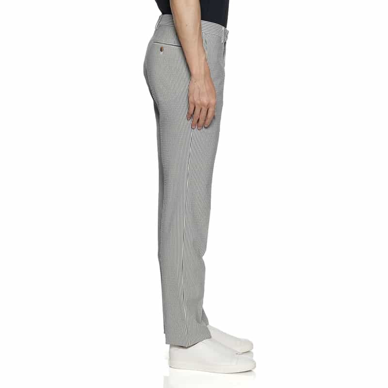 BARNEYS NEW YORK シアサッカー素材テーパードパンツ WHITE