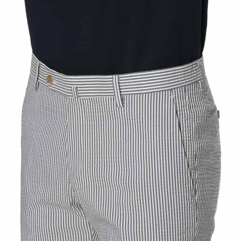 BARNEYS NEW YORK シアサッカー素材テーパードパンツ WHITE