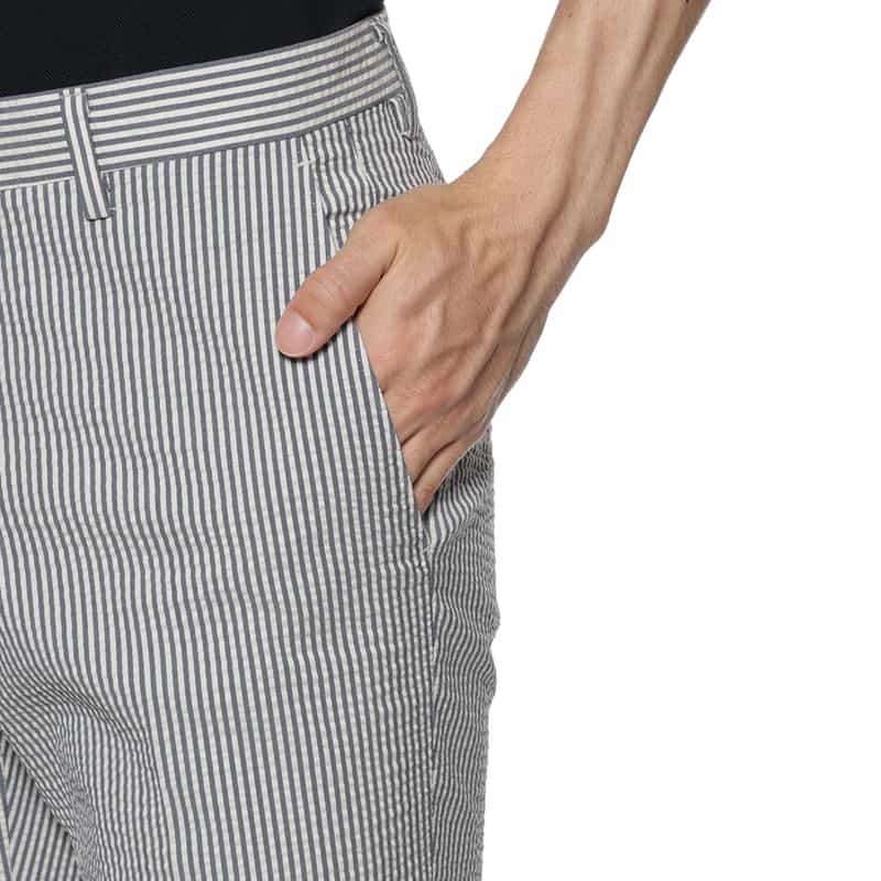 BARNEYS NEW YORK シアサッカー素材テーパードパンツ WHITE