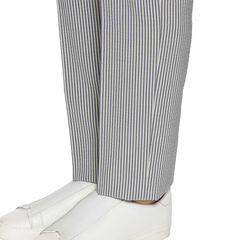 BARNEYS NEW YORK シアサッカー素材テーパードパンツ WHITE