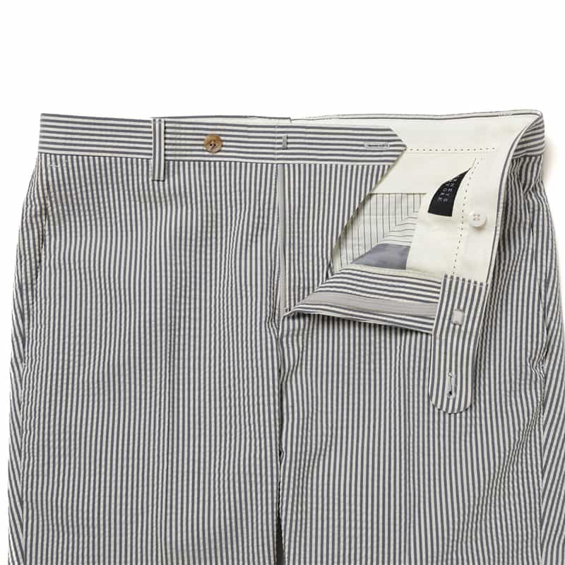 BARNEYS NEW YORK シアサッカー素材テーパードパンツ WHITE