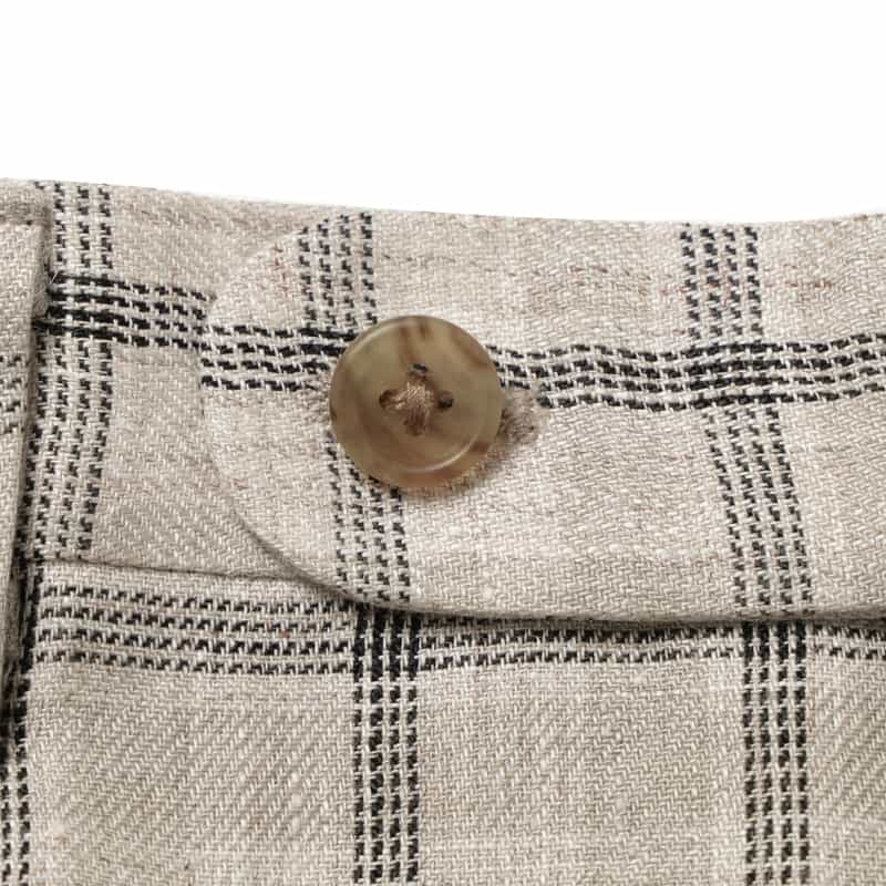 BARNEYS NEW YORK リネン素材チェック柄スラックスパンツ BEIGE