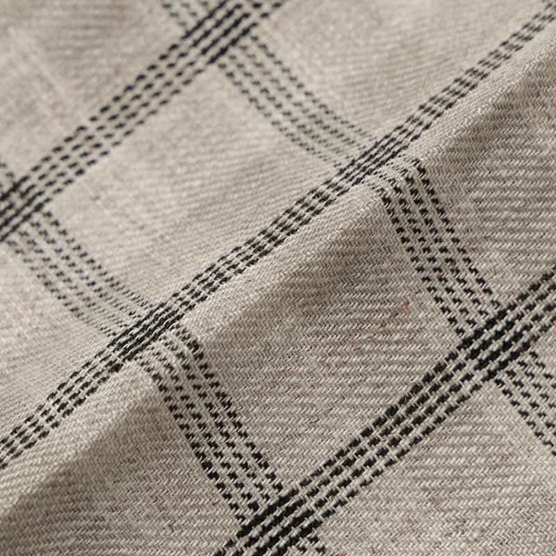 BARNEYS NEW YORK リネン素材チェック柄スラックスパンツ BEIGE