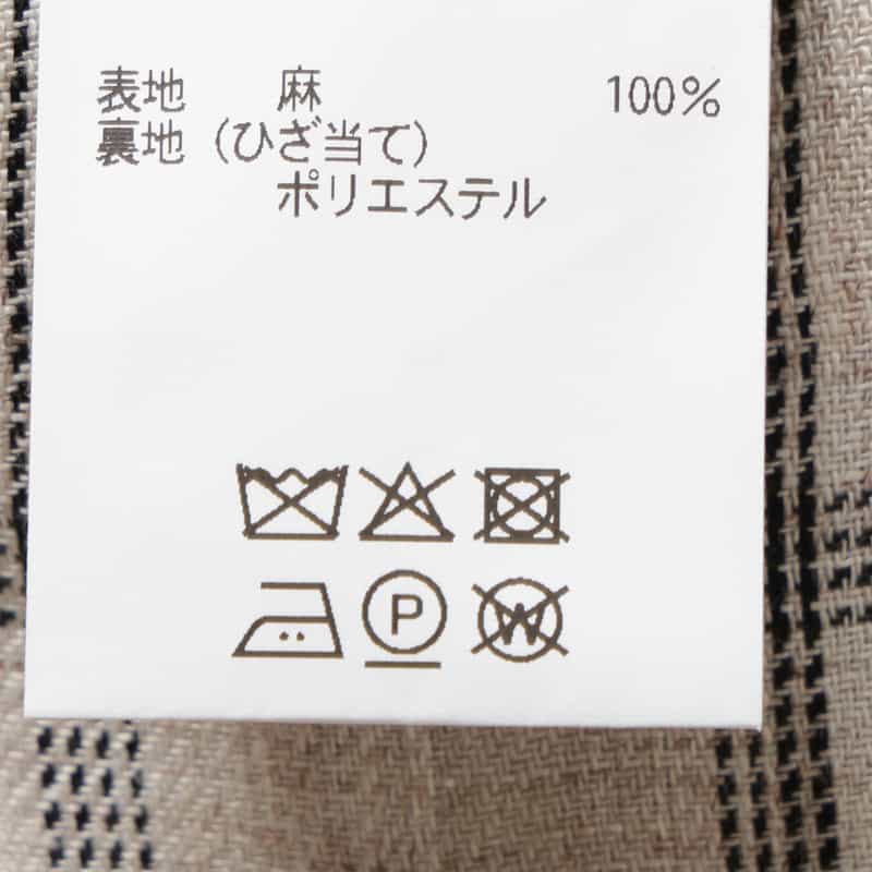 BARNEYS NEW YORK リネン素材チェック柄スラックスパンツ BEIGE