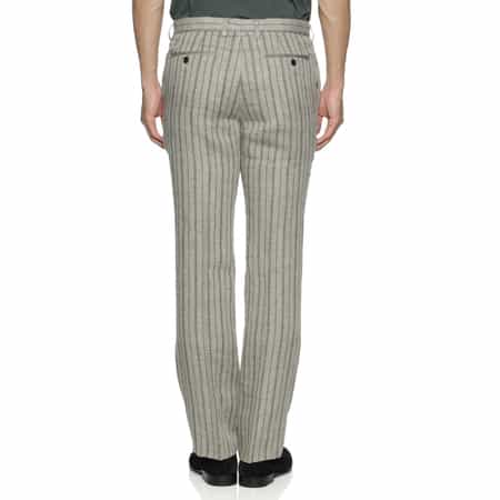 リネン素材ストライプ柄スラックスパンツ（2239781）｜BARNEYS