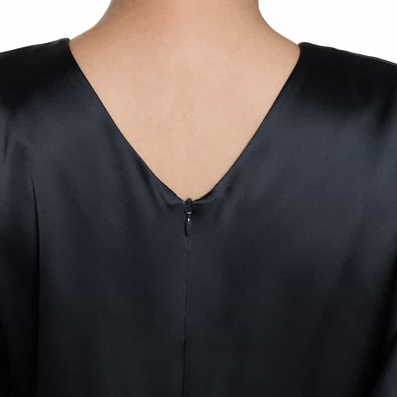 BARNEYS NEW YORK ウォッシャブル バルーンスリーブドレス NAVY