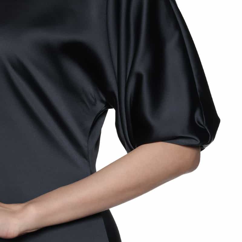 BARNEYS NEW YORK ウォッシャブル バルーンスリーブドレス NAVY