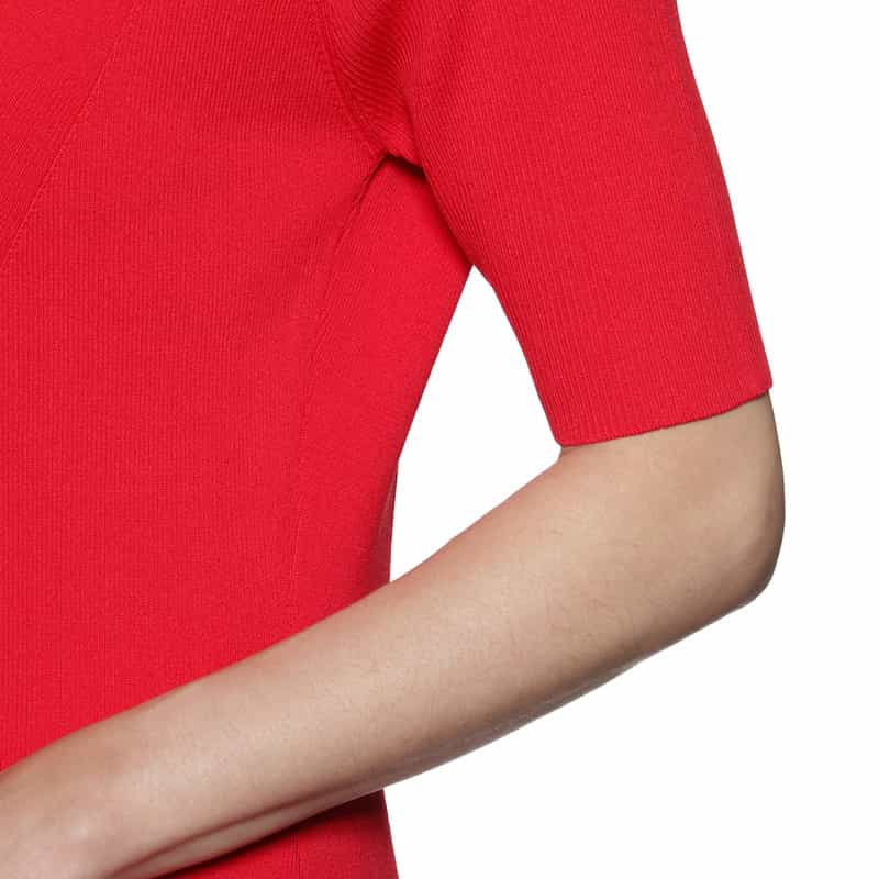 BARNEYS NEW YORK ウォッシャブル バックスリット リブニットドレス RED