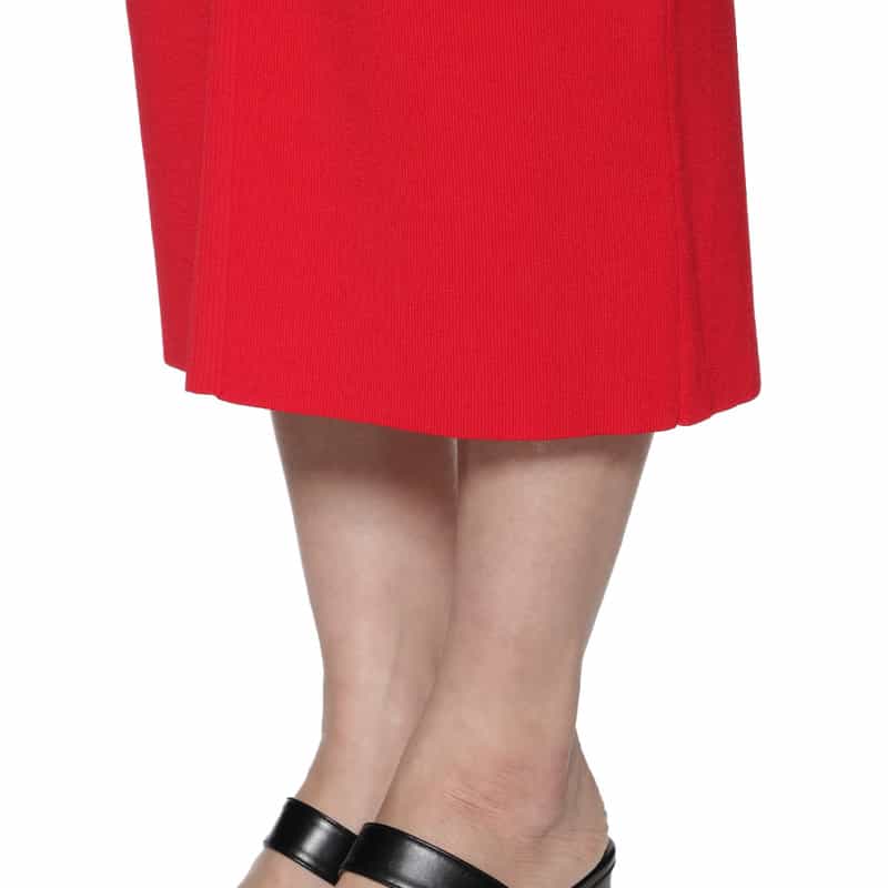 BARNEYS NEW YORK ウォッシャブル バックスリット リブニットドレス RED