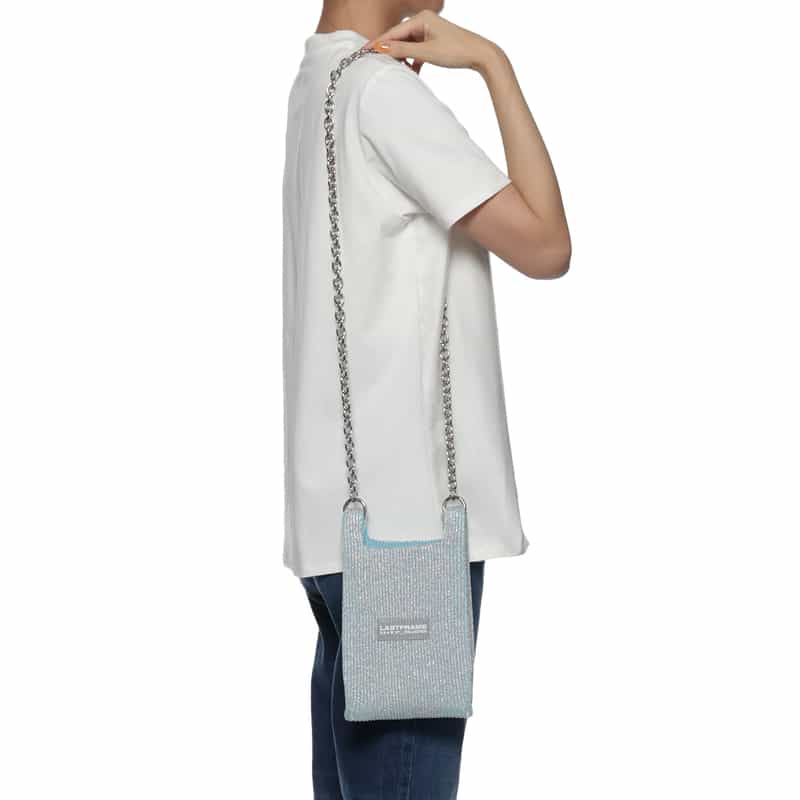 LASTFRAME LASTFRAME＜ラストフレーム＞メタリック ミニ マーケットバッグ "KYOTO" LT BLUE