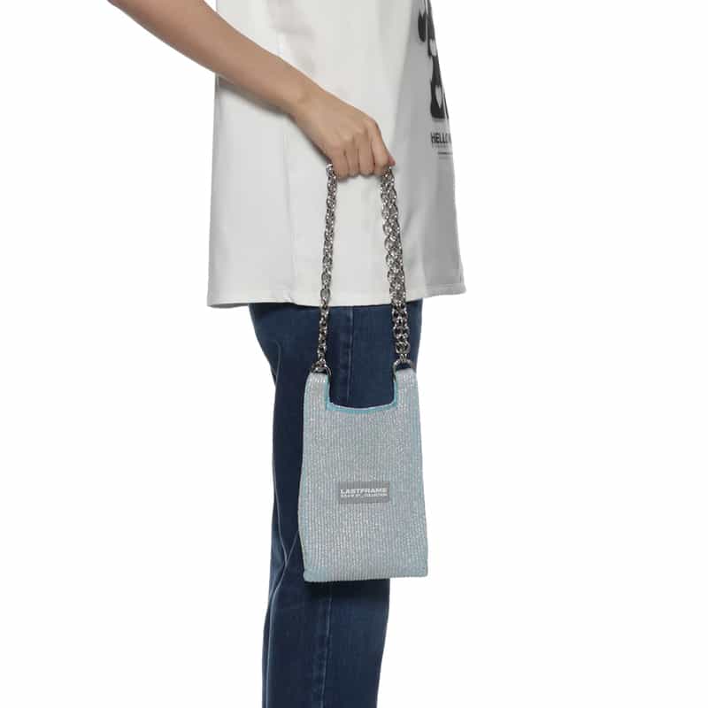 LASTFRAME LASTFRAME＜ラストフレーム＞メタリック ミニ マーケットバッグ "KYOTO" LT BLUE