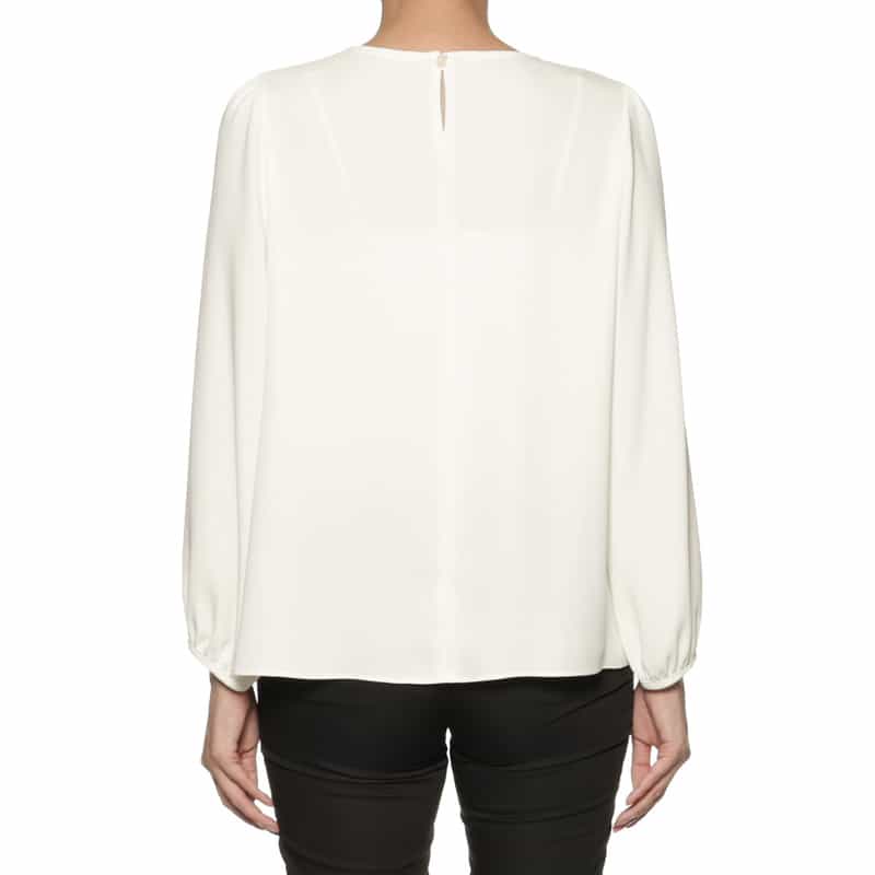 BARNEYS NEW YORK ウォッシャブル パーツ付きノーカラーブラウス WHITE