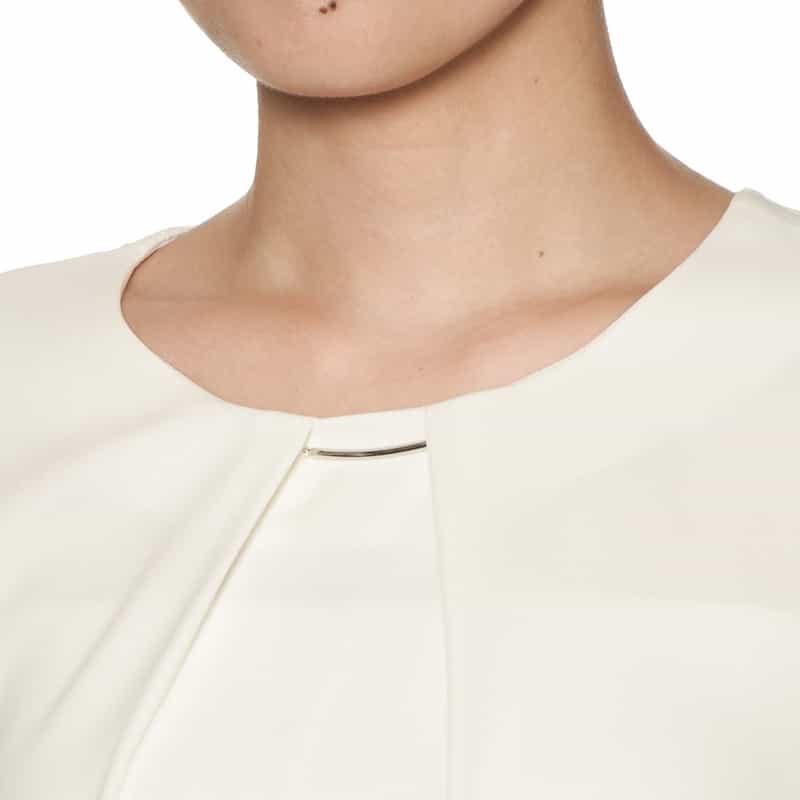 BARNEYS NEW YORK ウォッシャブル パーツ付きノーカラーブラウス WHITE