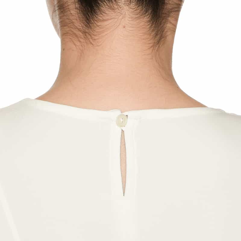 BARNEYS NEW YORK ウォッシャブル パーツ付きノーカラーブラウス WHITE