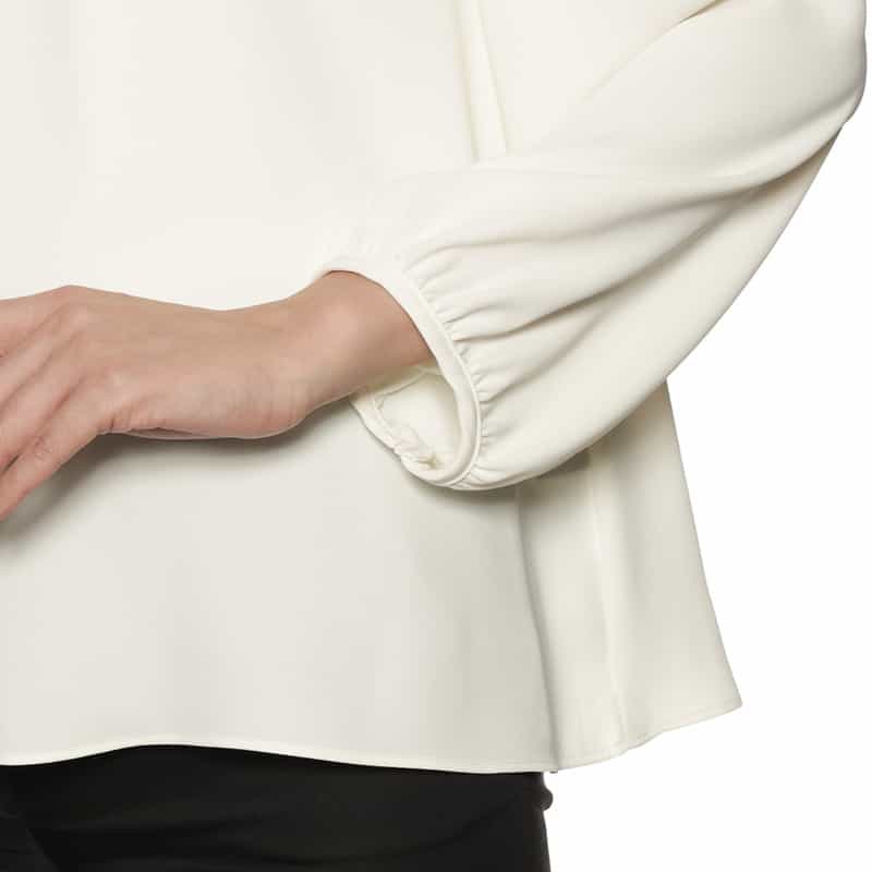 BARNEYS NEW YORK ウォッシャブル パーツ付きノーカラーブラウス WHITE