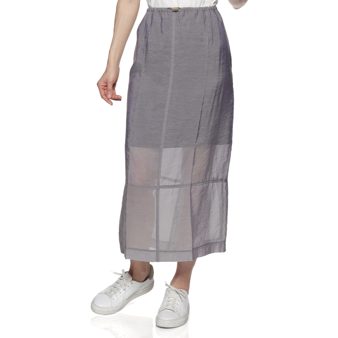 ウォッシャブル シアー素材ドローストリングロングスカート