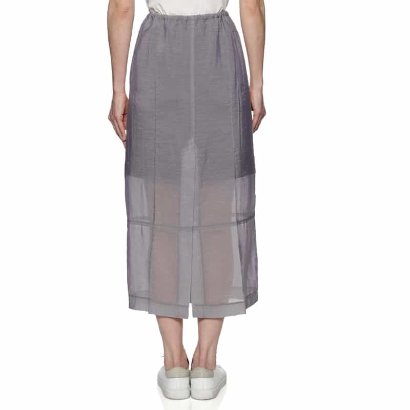 BARNEYS NEW YORK ウォッシャブル シアー素材ドローストリングロングスカート GRAY