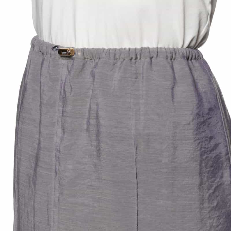 BARNEYS NEW YORK ウォッシャブル シアー素材ドローストリングロングスカート GRAY